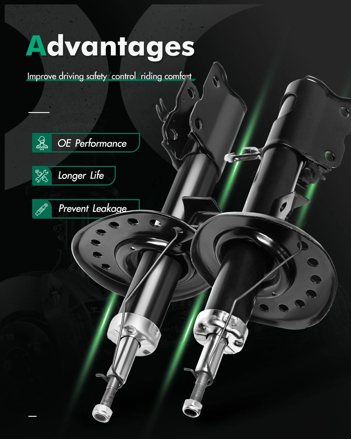 Front Pair Shocks for Nissan Rogue 2.5L (2008–2012)