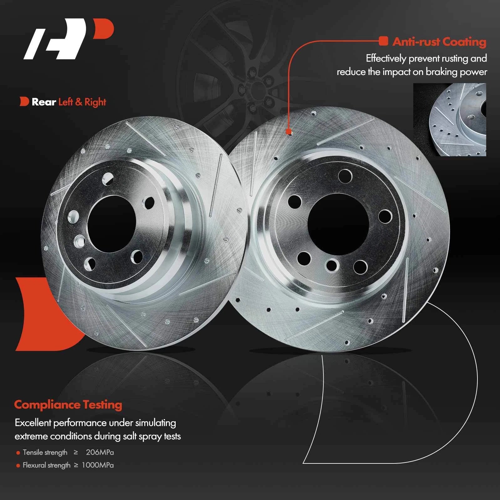 Rear Drilled Brake Rotors for BMW X5 (2000–2006)