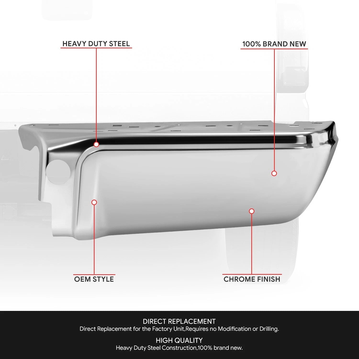 Chrome Rear Bumper End for Ford F-250 SD (2008–2016)