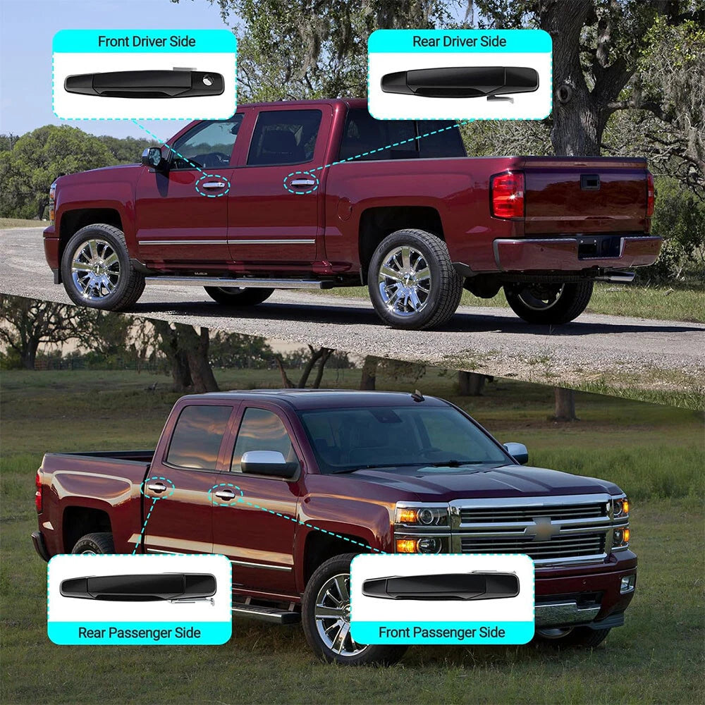 Exterior Chrome Door Handle Set for Chevrolet Silverado GMC Sierra (1999-2013)