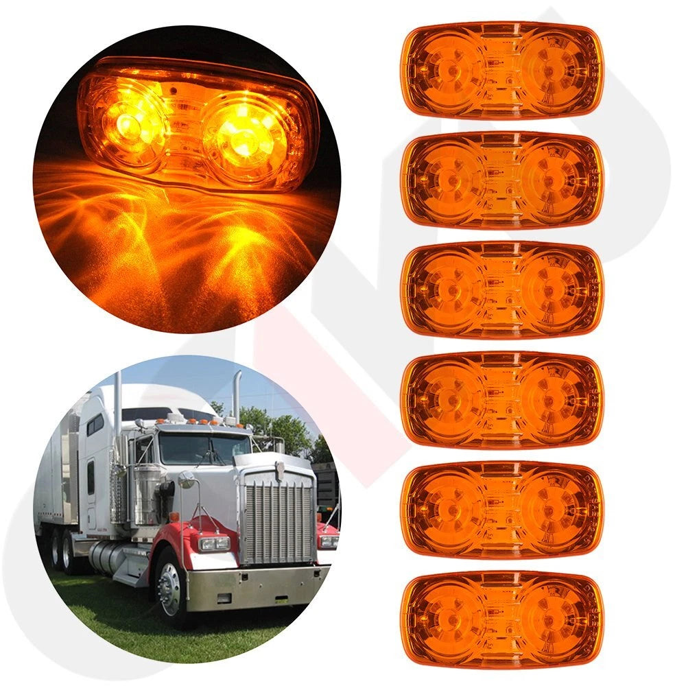 6x 4'' Rectangle Amber 12 LED Clearance Side Marker Light for Truck Trailer Camper