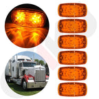 6x 4'' Rectangle Amber 12 LED Clearance Side Marker Light for Truck Trailer Camper