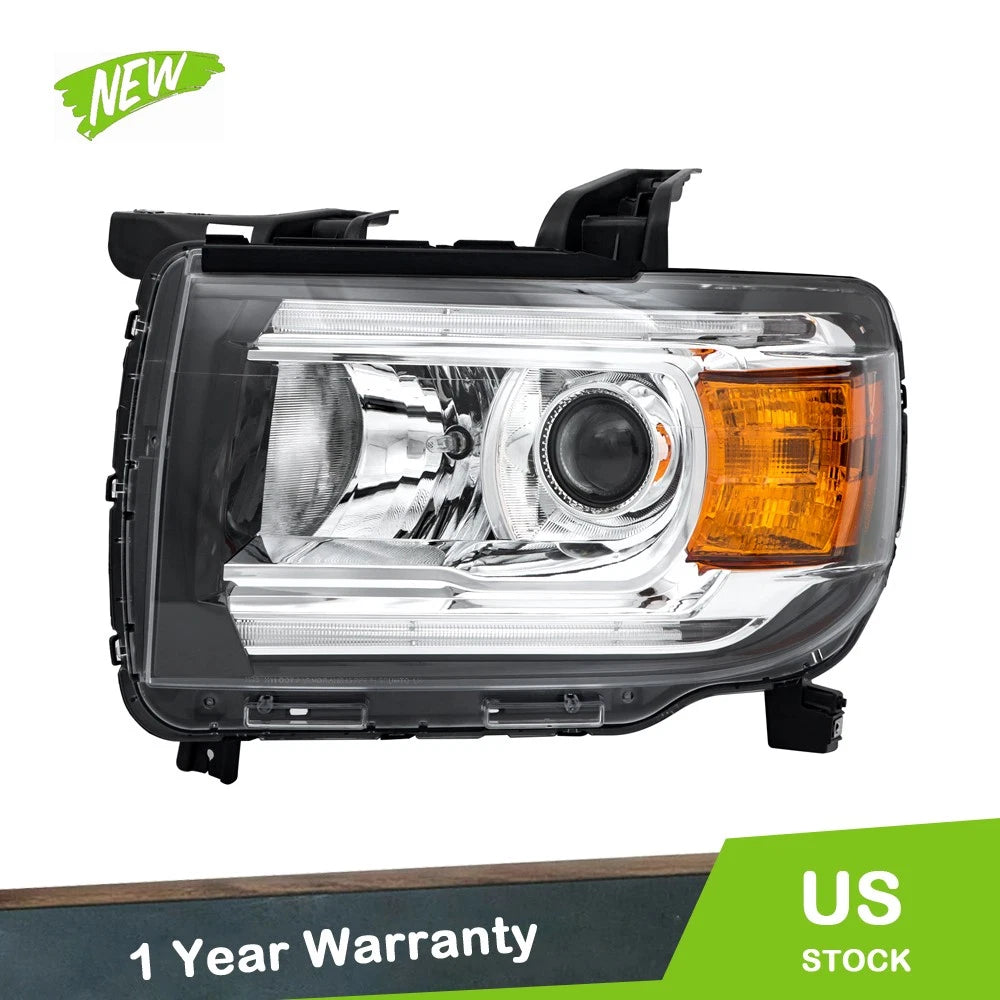 Chrome Left Side Headlight Assembly for GMC Canyon (2015–2022) Halogen