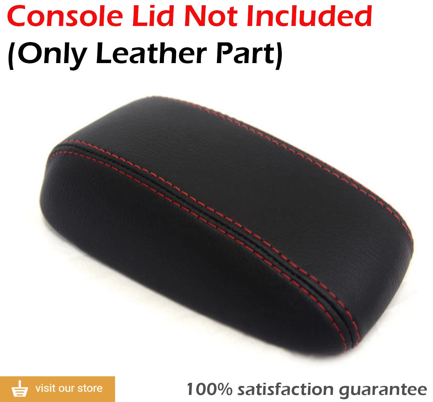 Leather Synthetic Console Armrest Cover for Mazda Protege (1995–1998) Red Stitch
