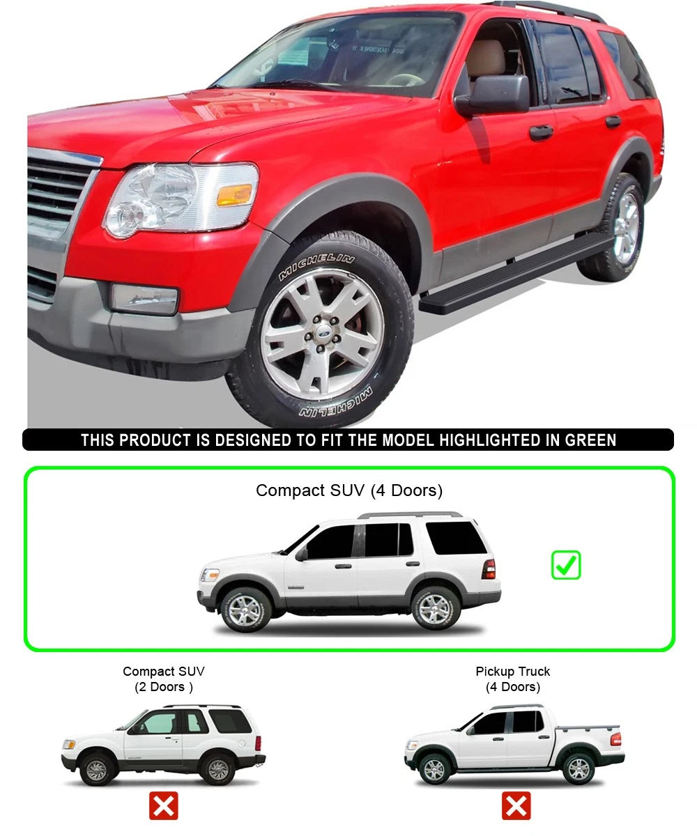 5-Inch Matte Black Running Boards for Ford Explorer (2006-2010)