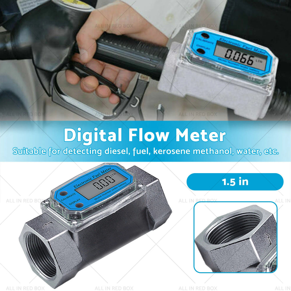 1.5 Turbine Digital Diesel Water Fuel Flow Meter Oval Gear Gauge