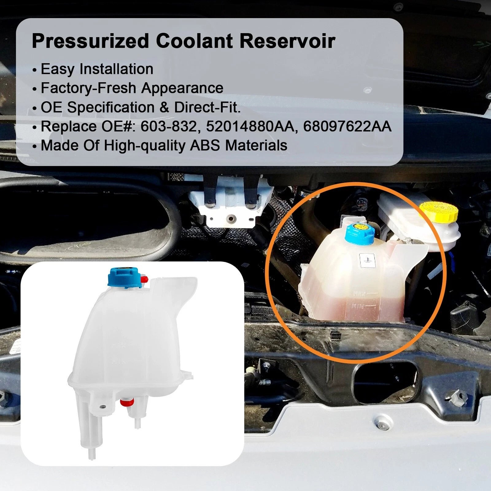 Coolant Recovery Reservoir for ProMaster 1500 2500 3500 (2014–2021) 52014880AA