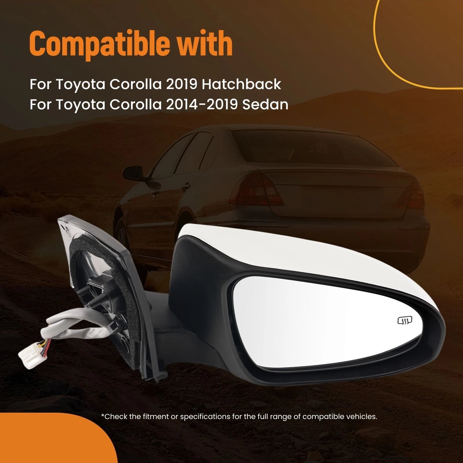 Right Side Mirror for Toyota Corolla (2014–2019) 8791002G10 Power Heated Signal