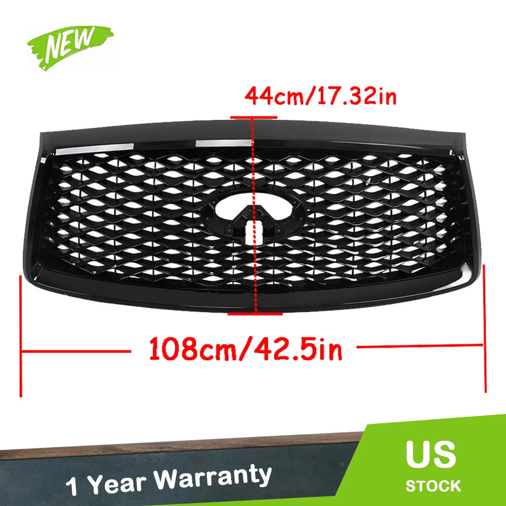 Gloss Black Front Upper Grille for Infiniti QX80 (2018–2021) 623106GW0A
