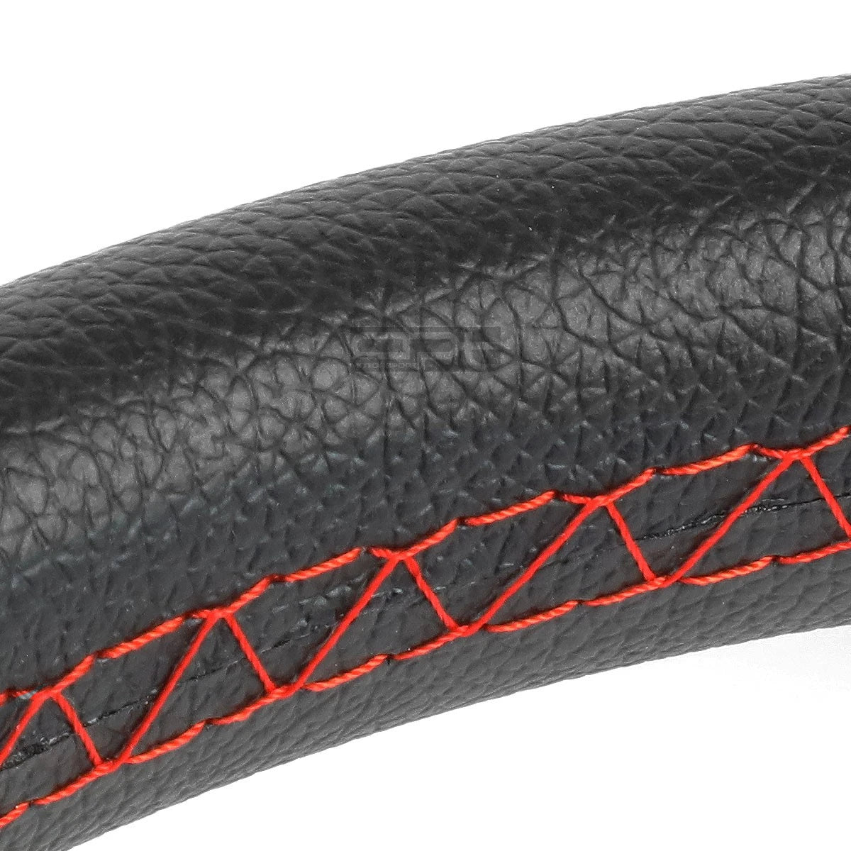 320mm PVC Leather Steering Wheel with Silver Red Stitching - Universal Fit
