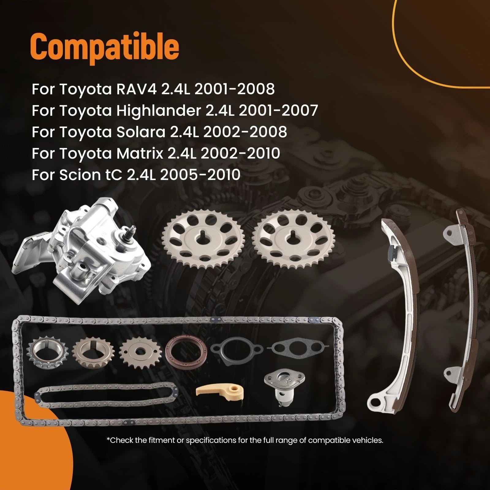 Timing Chain Kit for Scion tC xB Matrix 2.4L (2005–2015) CTKTO44