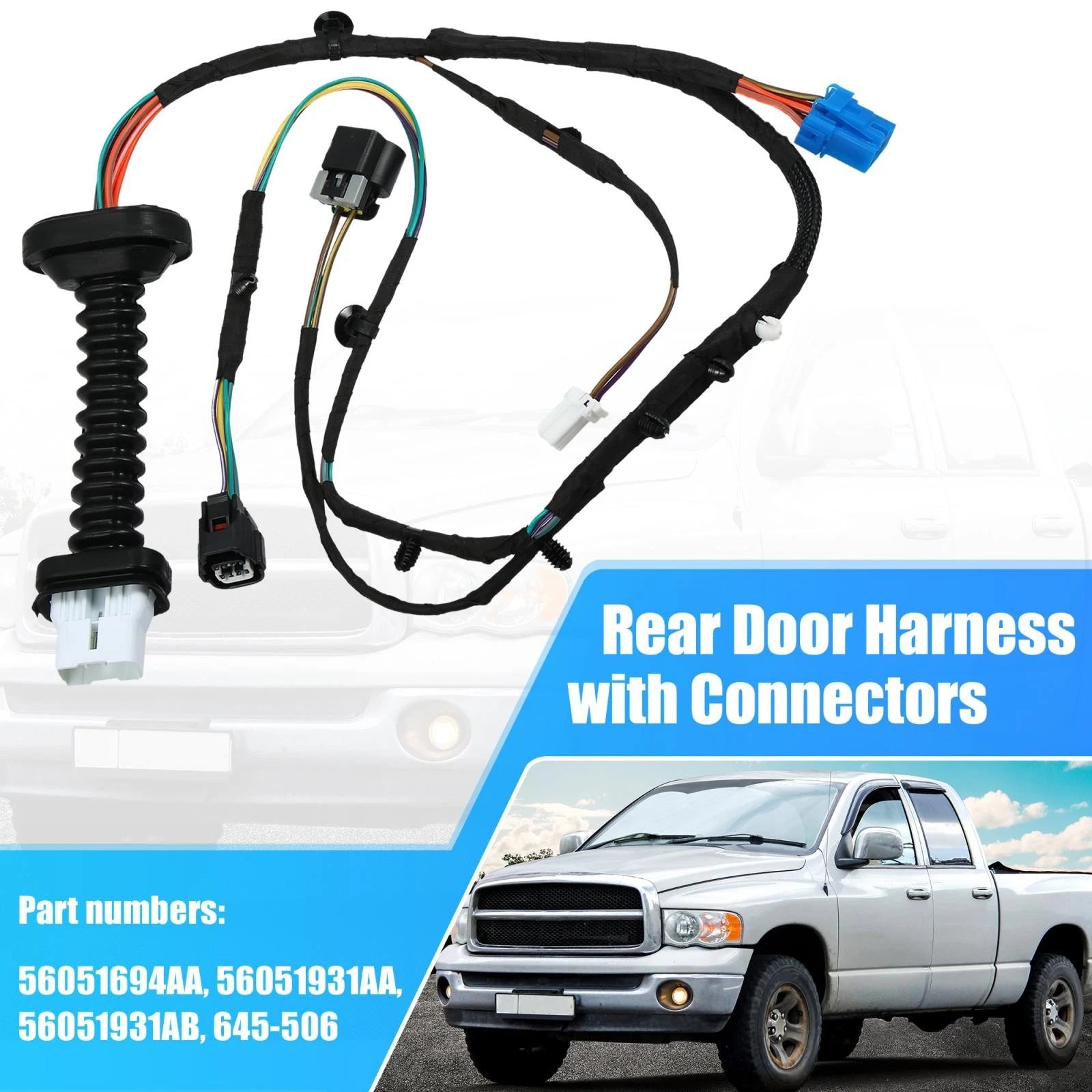 Rear Door Harness w/ Connector for Dodge RAM 1500 2500 3500 4500 (2010–2023) 56051931AA