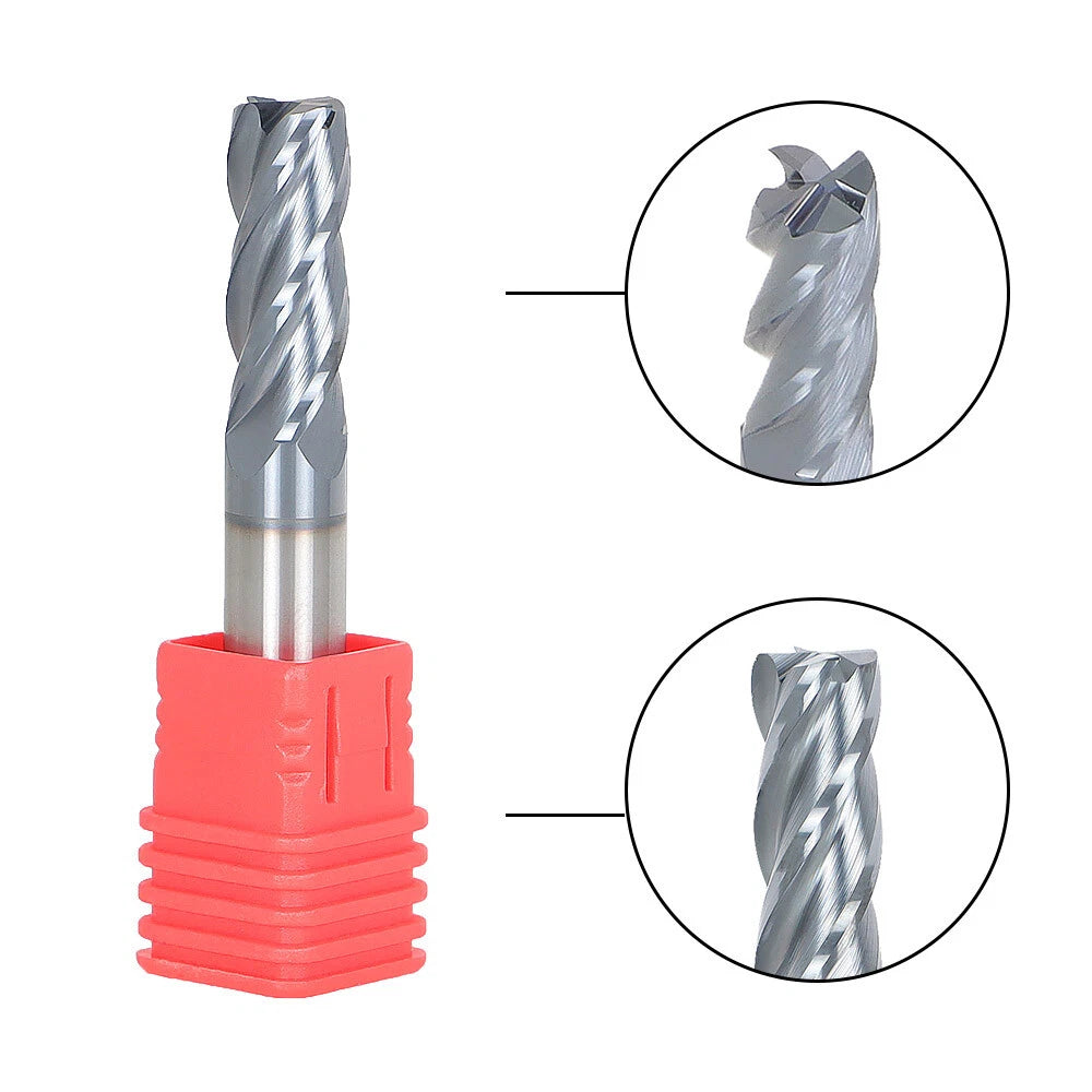 Carbide End Milling Cutter 3/8" Diameter 4 Flutes 0.020 Radius Tungsten Steel