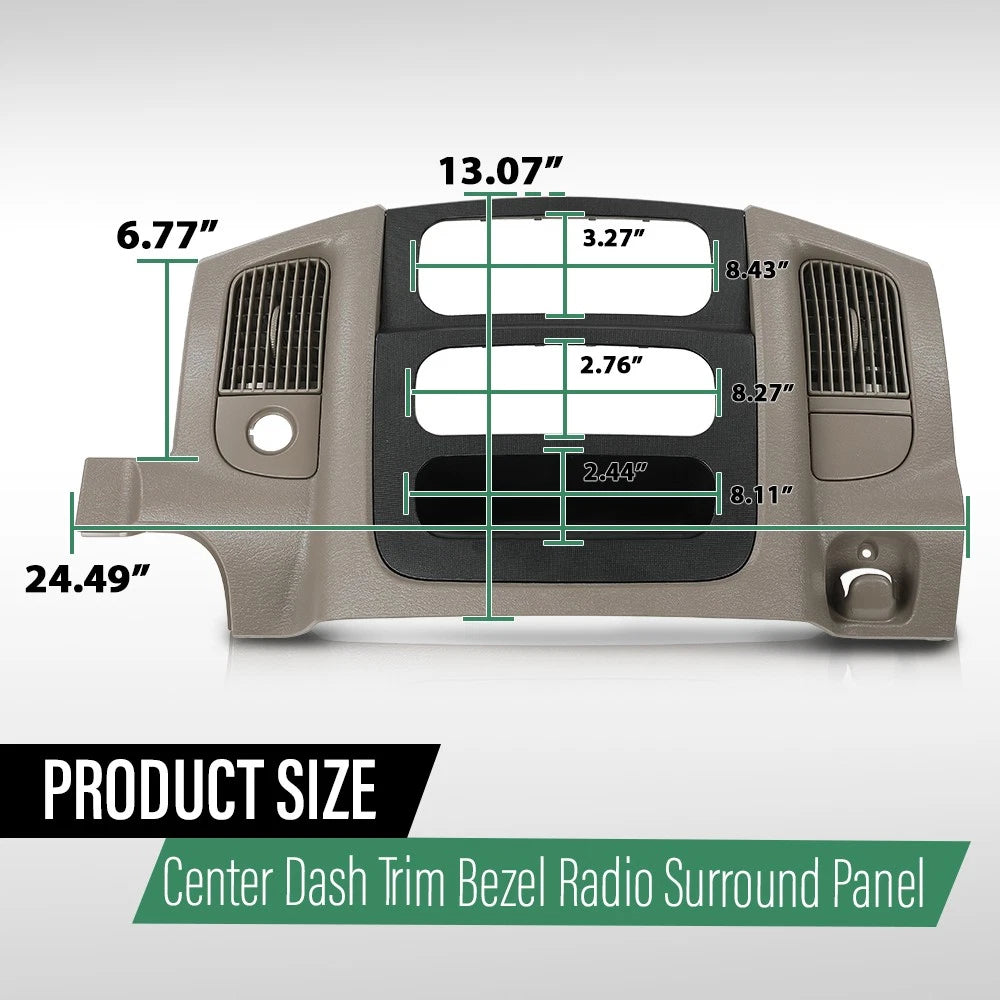 Dash Radio Bezel Climate Trim Panel for Dodge Ram (2002–2005) Beige