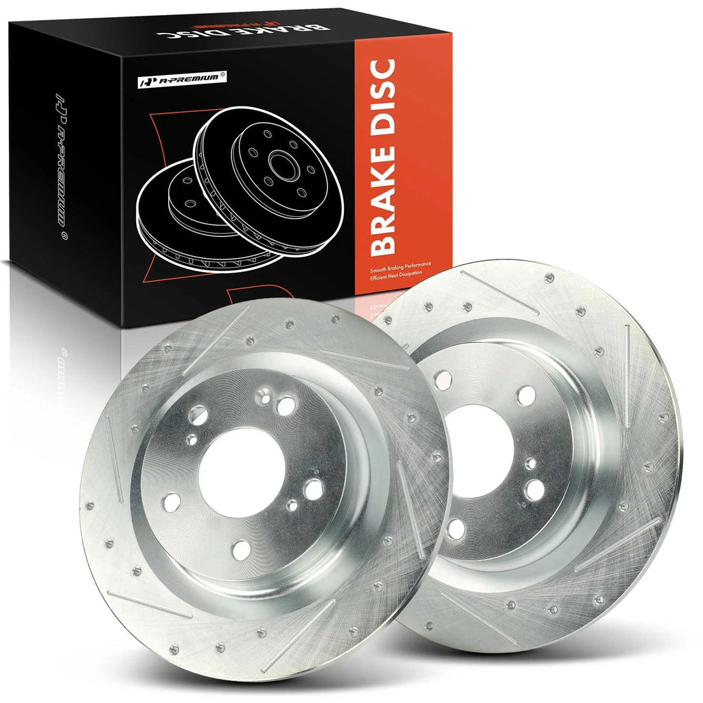 Set of 2 Rear Drilled Brake Rotors for Honda Civic Type R (2017–2023)