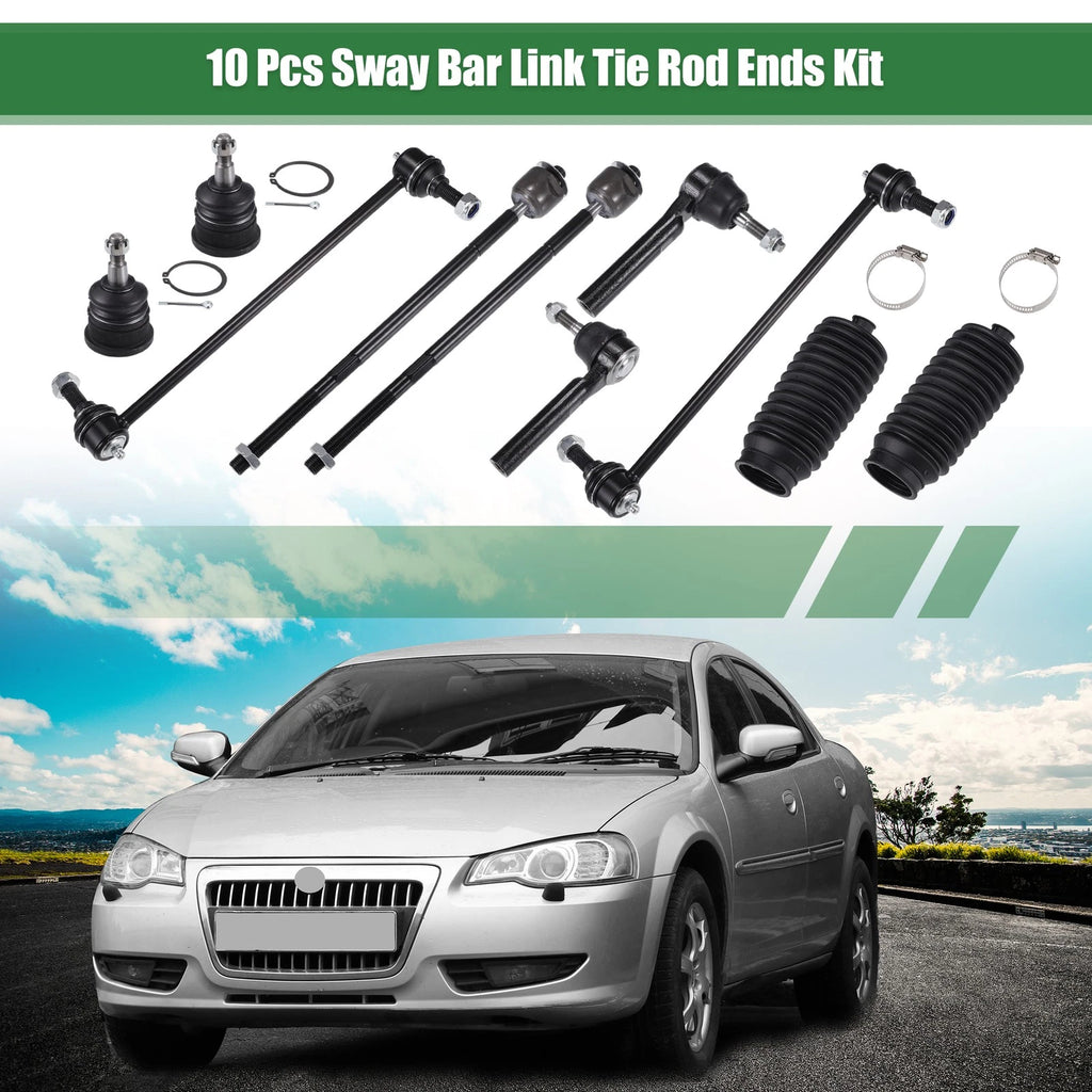 10pcs Front Suspension Kit Inner Outer Tie Rod End for Dodge Grand Caravan (2008–2020)