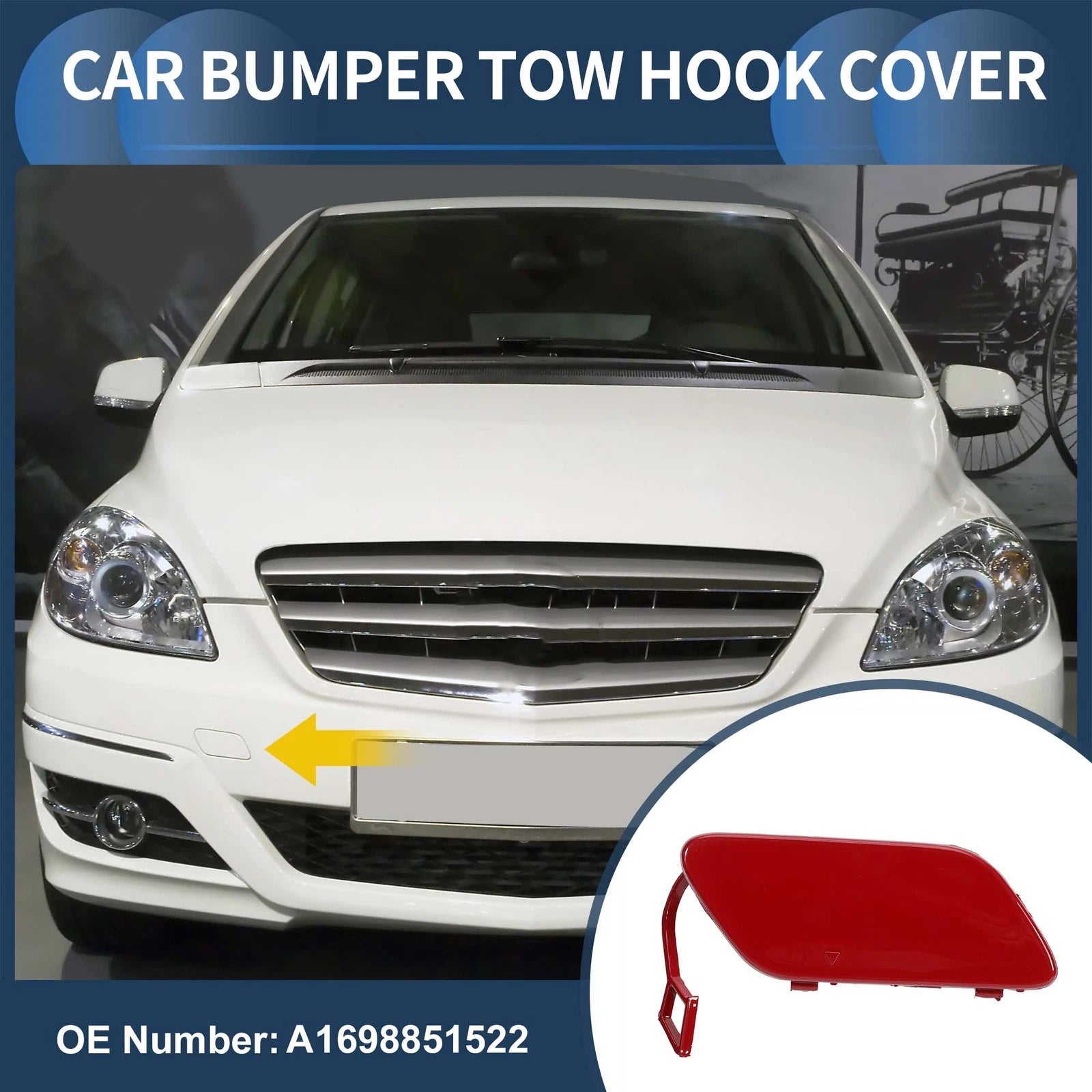 Front Bumper Tow Hook Cover for Mercedes-Benz B-Class (2005–2012) No.A1698851522 Jupiter Red