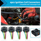 Set of 4 Ignition Coil Connector Repair Harness Plug 1J0973724 for VW Audi