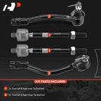 Set of 4 Front Inner Outer Tie Rods for Hyundai Accent Kia Rio (2012–2017)