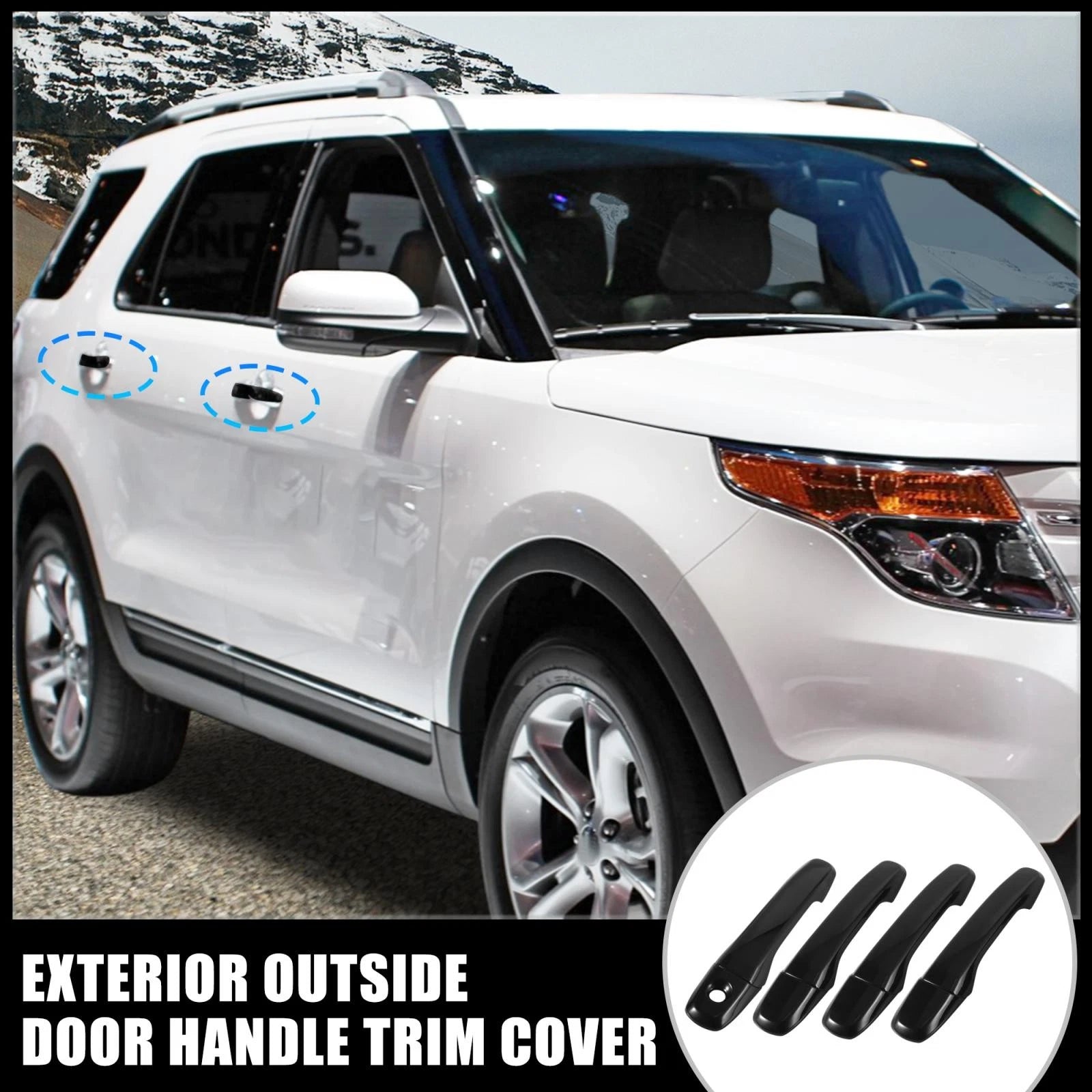 Set of 4 Gloss Black Door Handle Cover Trim for Ford Explorer 