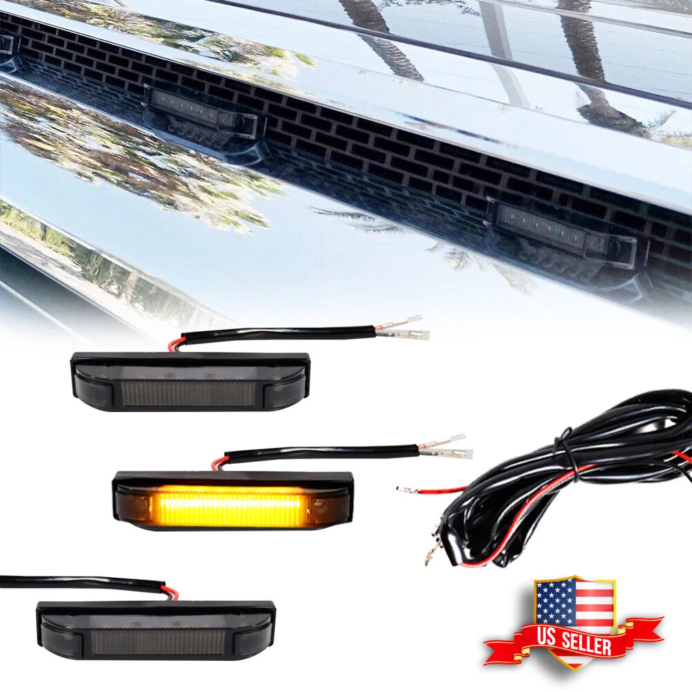 3pcs Smoked Amber LED Grille Marker Light Kit for Toyota Tundra (2014–2021)