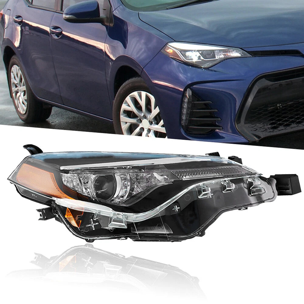 Headlight for Toyota Corolla (2017–2019) Right Side Black Clear