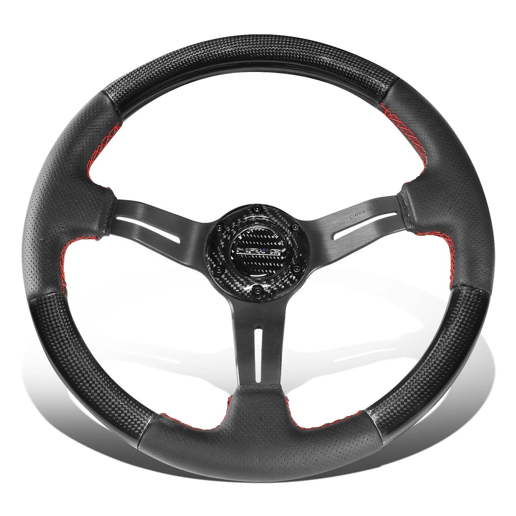 NRG 12" Deep Dish Carbon Fiber Leather Grip Steering Wheel for