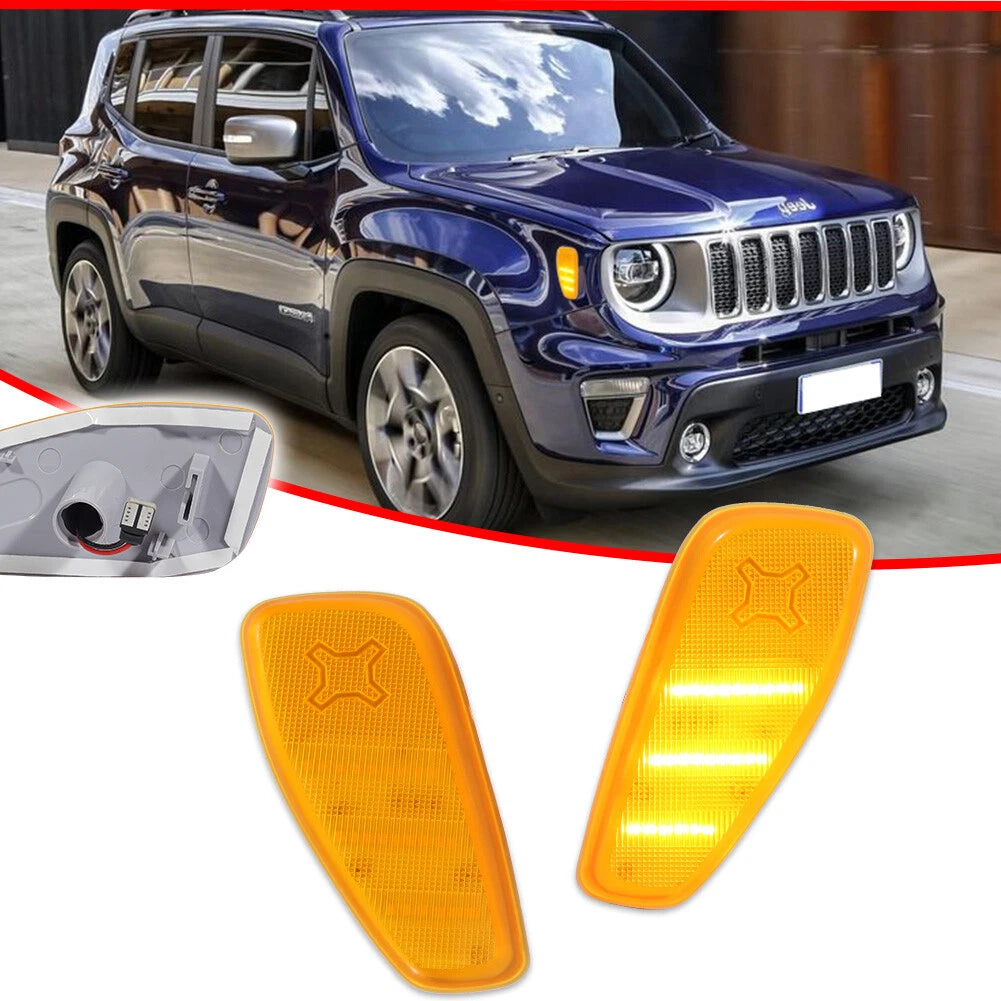 Amber Lens LED Front Side Marker Lights for Jeep Renegade (2015–2022)