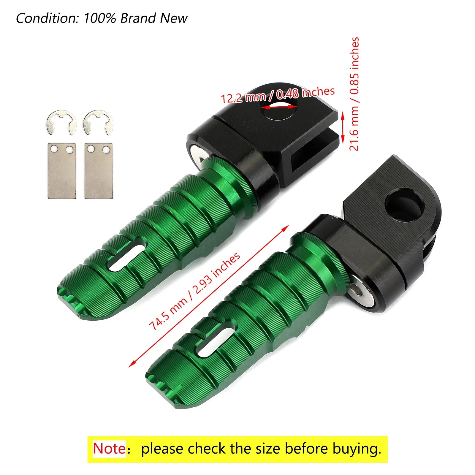 Front Footrests Foot Pegs for Kawasaki Z300/Z400/Z650/Z800/Z900/Z1000