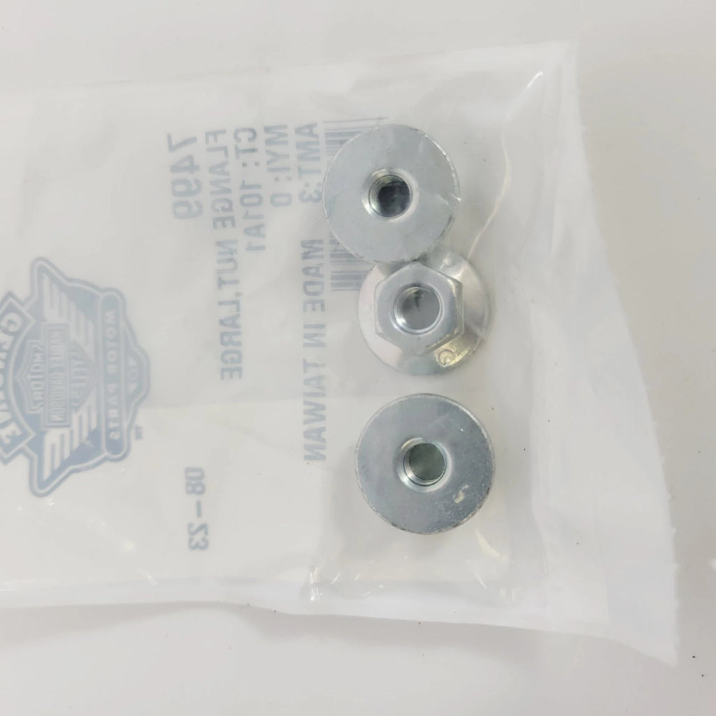 Pack of 3 Flange Nut Large for Harley-Davidson (OEM 7499)
