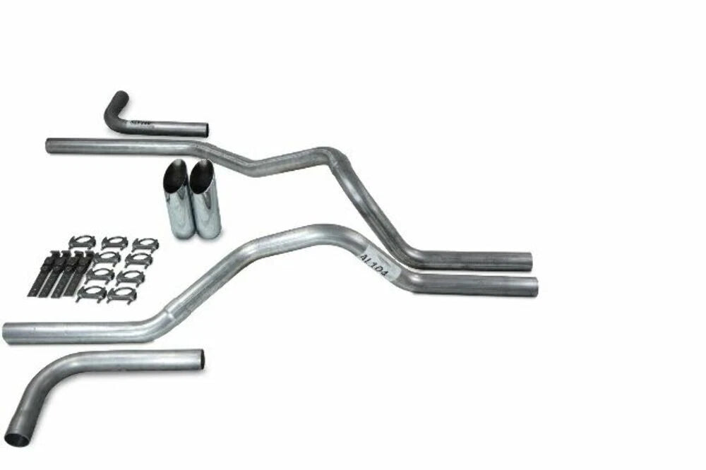 2.5" Dual Exhaust Kit for Chevy GMC 1500 (2019–2025) No Muffler Slash Tips