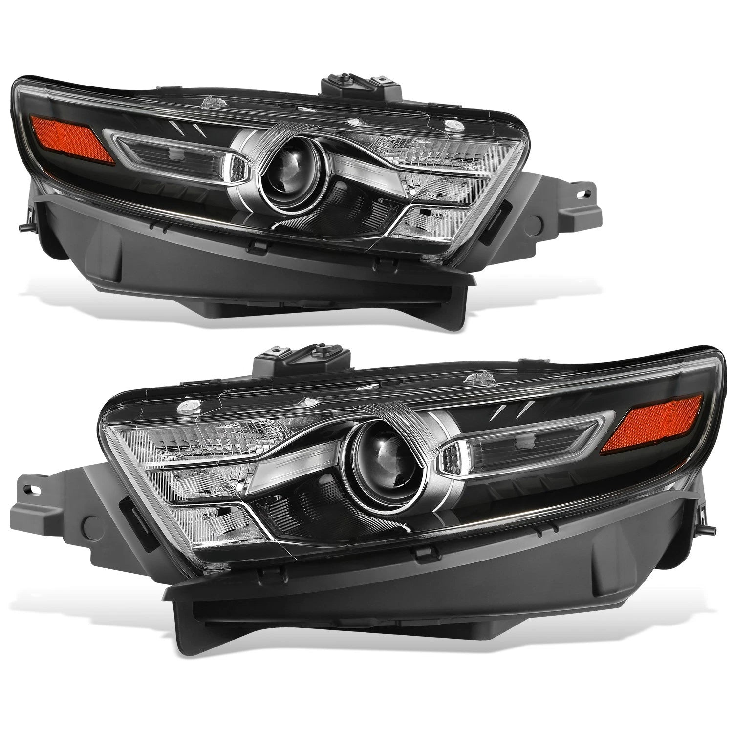 Projector Headlights for Ford Taurus (2013–2019) OE Style Black Housing Amber