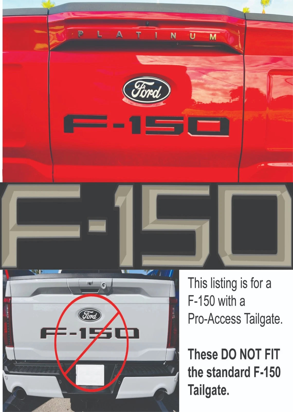 Tailgate Letter Inserts Pro-Access for 2024-2026 Ford F150 (Flat Dark Earth)