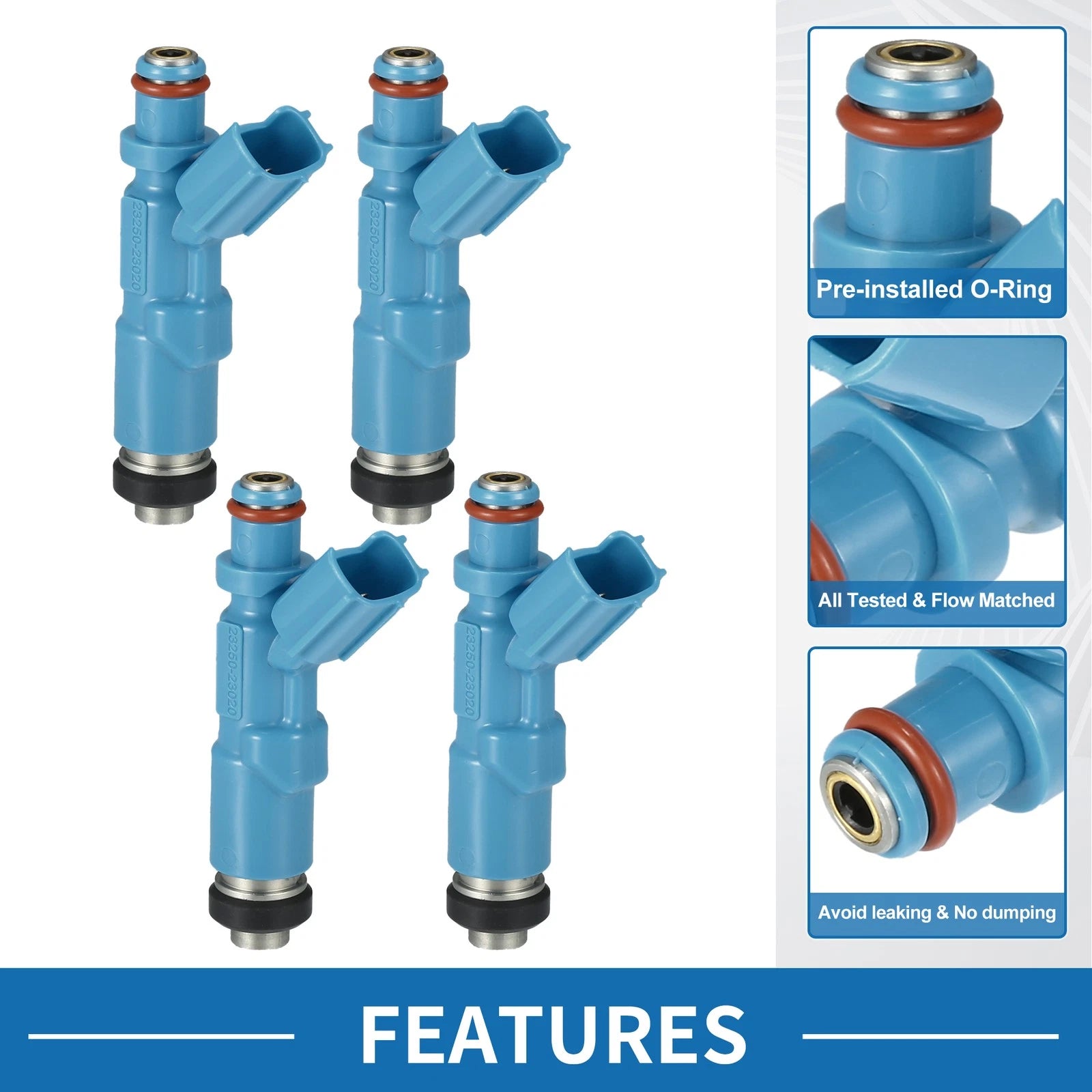 Set of 4 Fuel Injectors No.23250-29015 for Toyota Yaris Vitz (1999–2005)