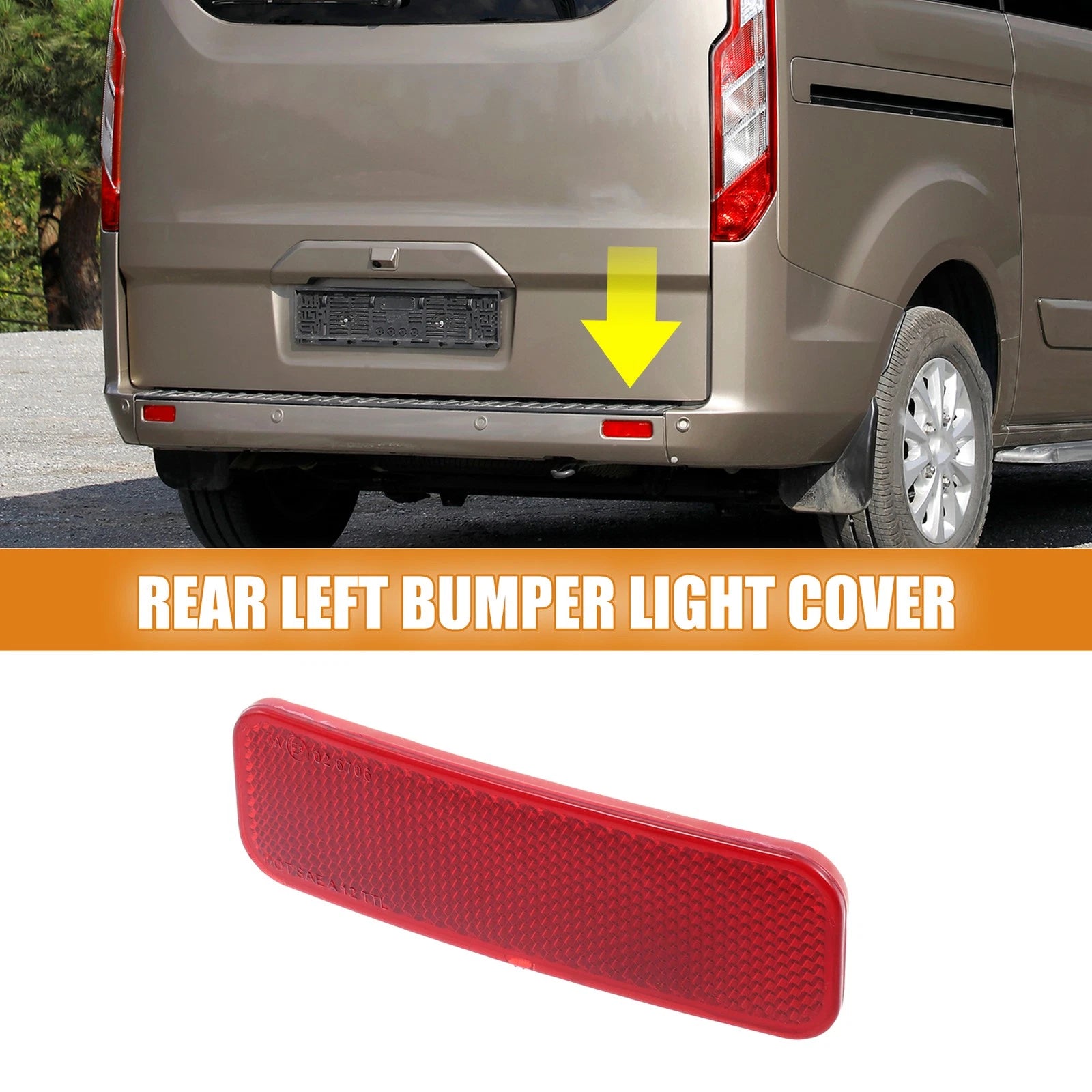Driver Side Rear Bumper Reflector for Ford Transit (2014–2023) BK2Z-13A565-A Red ABS