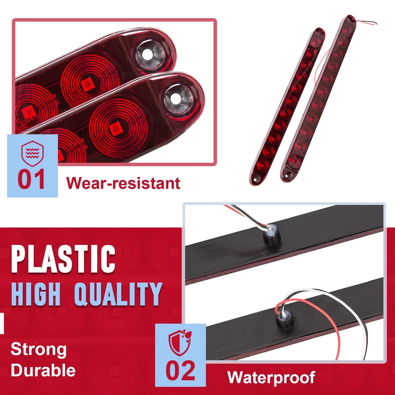 2X 16" Red LED Trailer Light Bar for Truck (Year Range Not Specified)