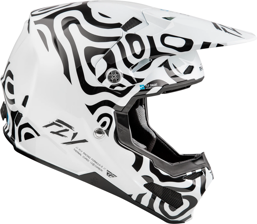 Fly Racing Youth Formula S Carbon Helmet White/Black for Offroad (2023+)