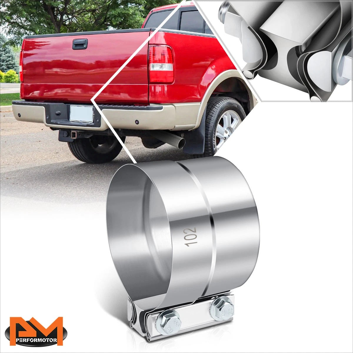 4" ID Stainless Steel Catback Exhaust Pipe Lap Joint Band Clamp Sleeve Coupler for