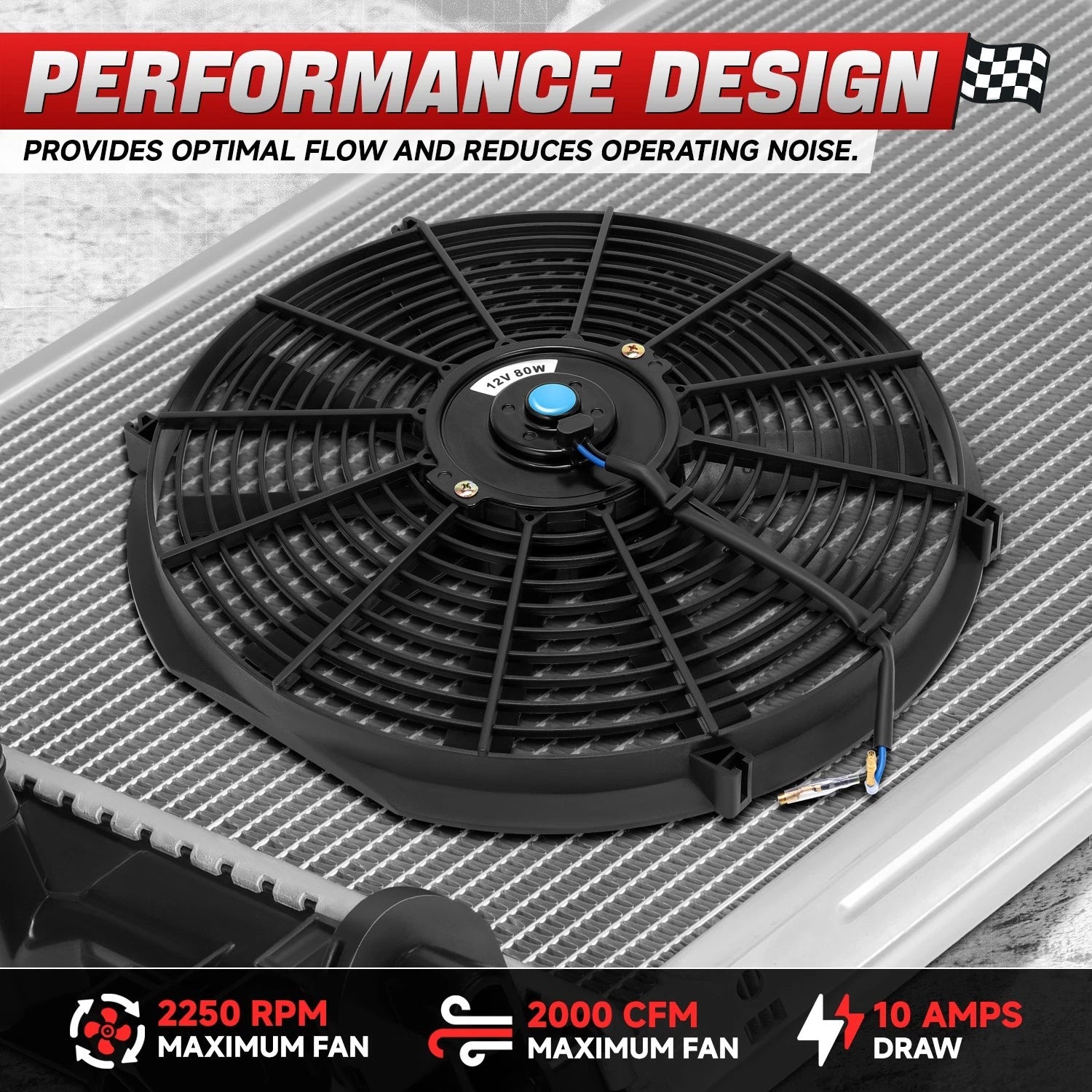 16" 2000 CFM Electric Radiator Fan Relay Kit for Universal Applications (2000–2023)