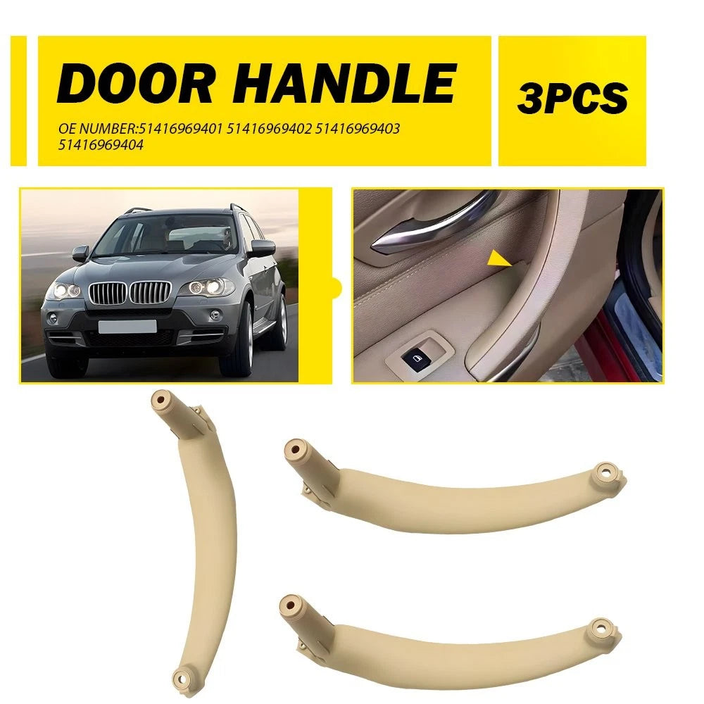 3Pcs Inner Door Handle Pull Trim Cover Beige for BMW X5 X6 (2008–2014)