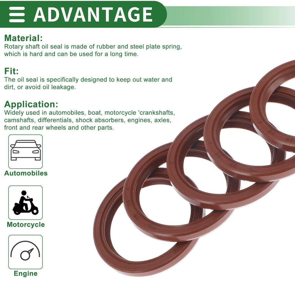 Set of 5 Oil Seal Rotary Shaft Seal FKM Rubber 28x35x4mm