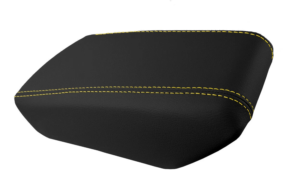 Leather Console Lid Armrest Cover for Nissan Maxima (2016–2021) Yellow Stitch