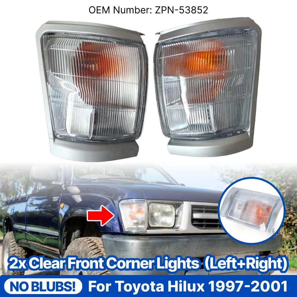 2X Clear Front Corner Indicator Blinker Park Lights for Toyota Hilux (1997–2001)