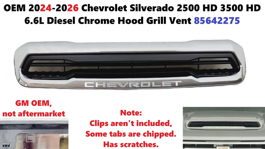 OEM Chrome Hood Grill Vent for Chevrolet Silverado 2500 HD (2024–2026) 85642275