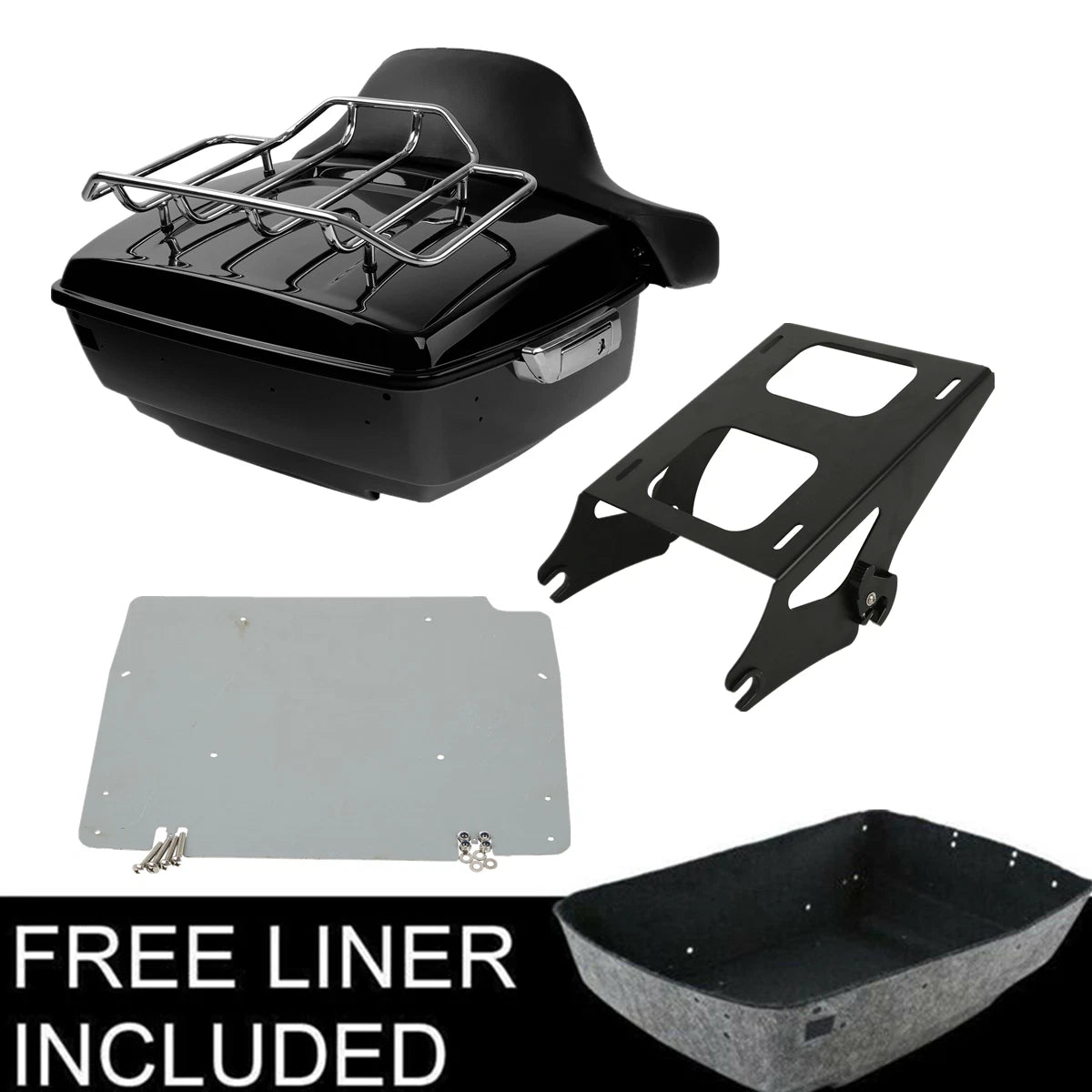 Trunk Mount Rack Backrest Pad Plate for Harley Touring Road Glide (2014–2023)