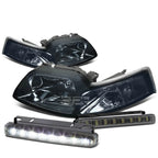 Smoked Housing Headlights + Clear Corners + LED Fog Light Kit for Ford Mustang (1999–2004)