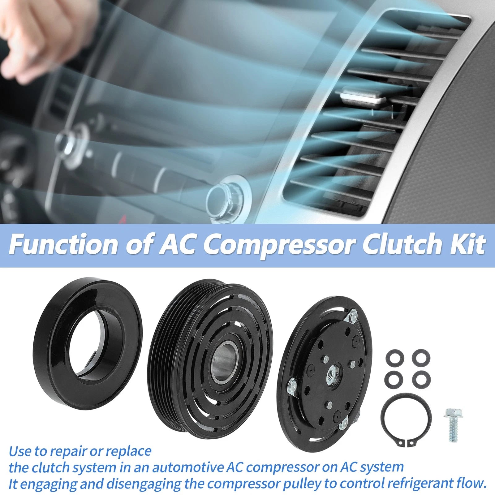 AC Compressor Clutch Kit for Ford E150 E250 E350 F150 F250 F350 (1992–2014)
