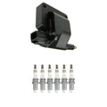 NGK HEI Ignition Coil & 6 Ruthenium HX Spark Plugs for Dodge Dakota Ram 1500 (1997–2001)