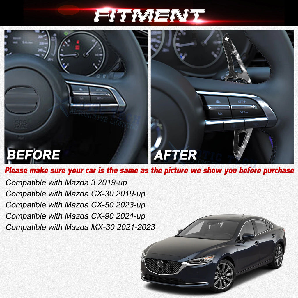 Black Forged Pattern Paddle Shifter Extension for Mazda 3 & CX-30 (2019-2025)