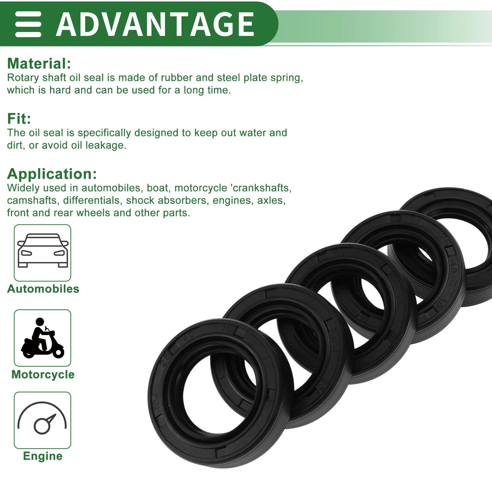 Oil Seal for Rotary Shaft (25x40x10mm)
